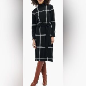 Barbour Windowpane Cotton Blend Long Sleeve Sweater Dress - Size 12 US/16 UK
